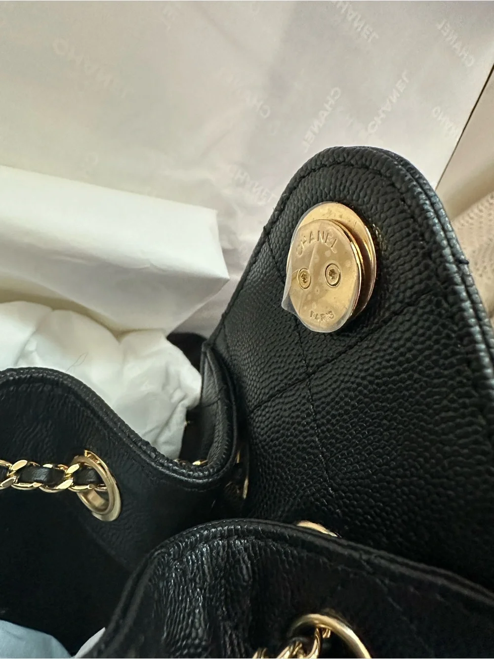CHANEL 25 mini Black Quilted Leather Shoulder Bag with shinny Gold hardware